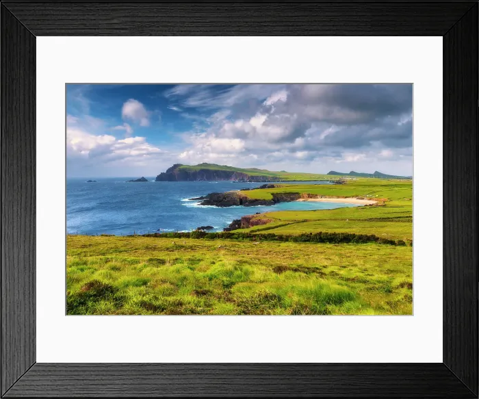 Framed Print : View over Ballyferriter Bay, Sybil Point and the peaks of the Three Sisters, Clogher Head, Dingle, Dingle Peninsula, Slea Head Drive, Wild Atlantic Way, County Kerry, Munster Province, west coast of Ireland, Ireland, Europe Framed Print : View over Ballyferriter Bay, Sybil Point and the peaks of the Three Sisters, Clogher Head, Dingle, Dingle Peninsula, Slea Head Drive, Wild Atlantic Way, County Kerry, Munster Province, west coast of Ireland, Ireland, Europe