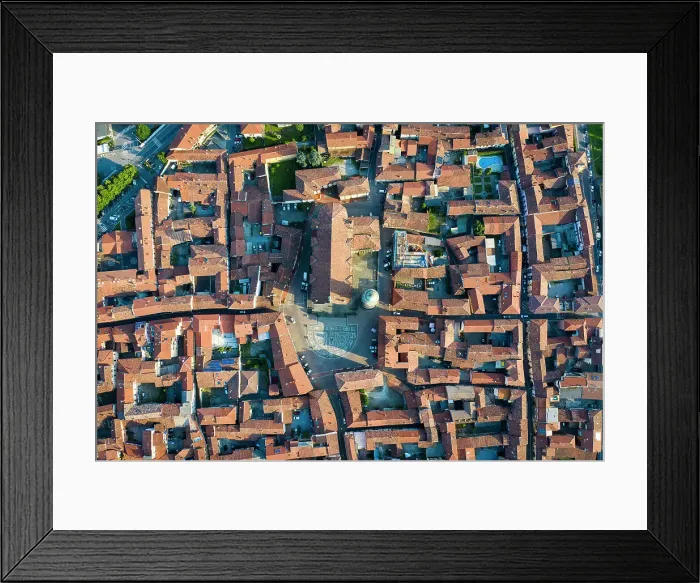 Framed Print : Italy, Lombardy, Bergamo, Urgnano, Elevated view of the town centre Framed Print : Italy, Lombardy, Bergamo, Urgnano, Elevated view of the town centre