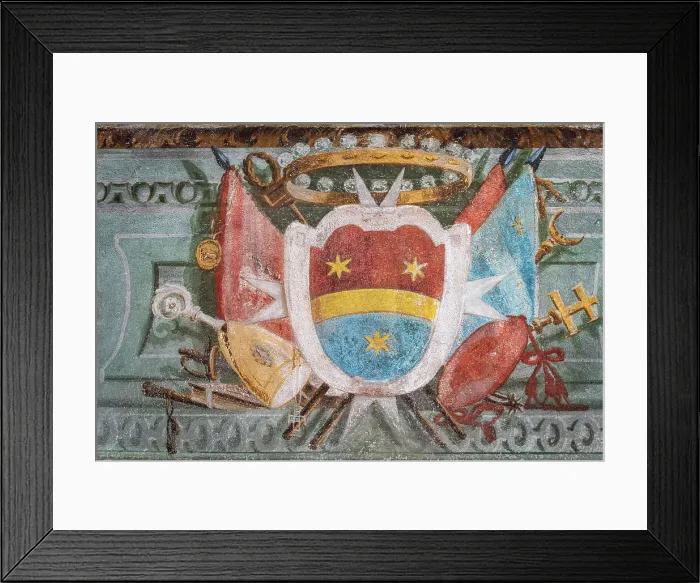 Framed Print : Italy, Lombardy, Bergamo, Urgnano, The Albani coat of arms in the Coat of Arms room of the Fortress Framed Print : Italy, Lombardy, Bergamo, Urgnano, The Albani coat of arms in the Coat of Arms room of the Fortress