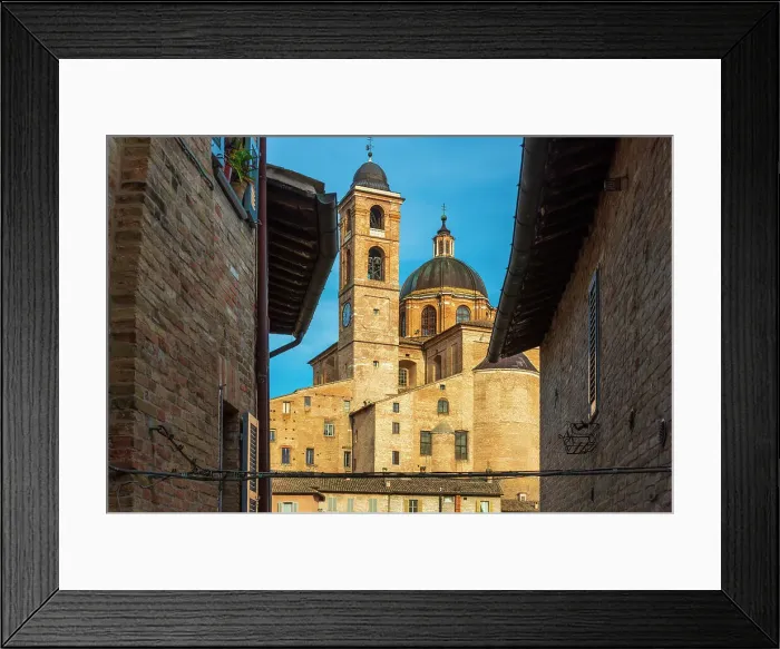 Framed Print : europe, Italy, The Marches. Urbino, in the centre of the town view towards the cathedral Santa Maria Assunta Framed Print : europe, Italy, The Marches. Urbino, in the centre of the town view towards the cathedral Santa Maria Assunta