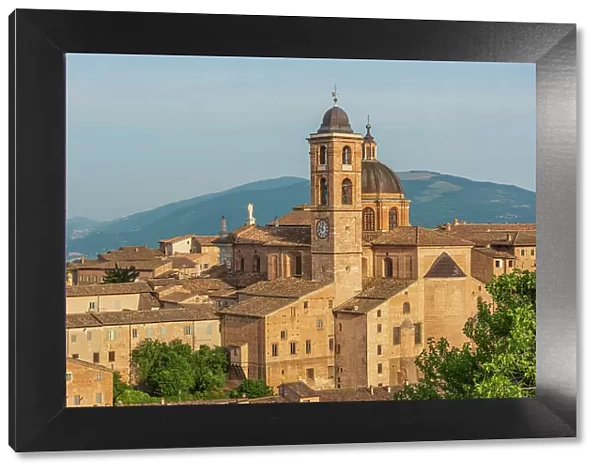 europe, Italy, The Marches. Urbino, the view of the town with the cathedral