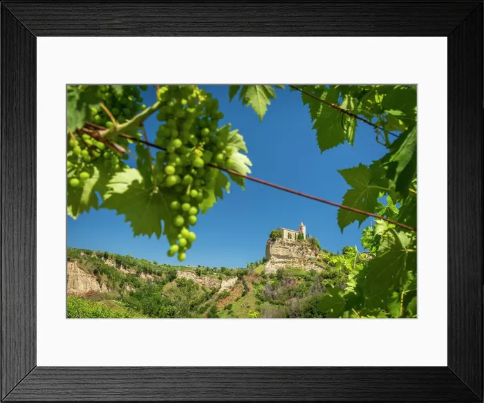 Framed Print : europe, Italy, The Marches. The church Santa Maria della Rocca near to Offida seen from the footpath