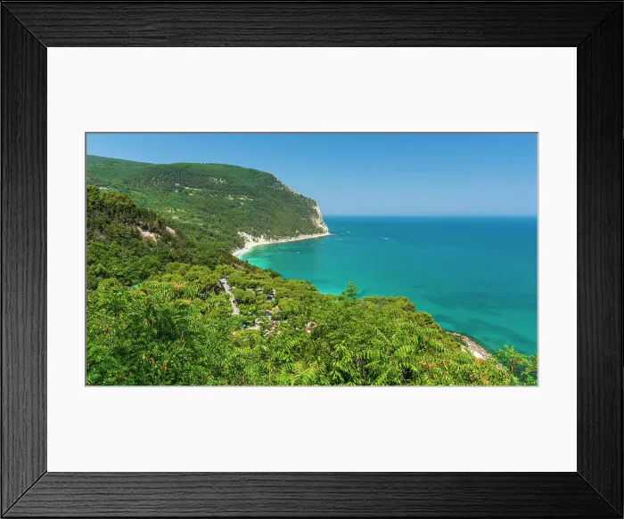 Framed Print : europe, Italy, The Marches. The monte Conero and its beaches seen from Sirolo Framed Print : europe, Italy, The Marches. The monte Conero and its beaches seen from Sirolo