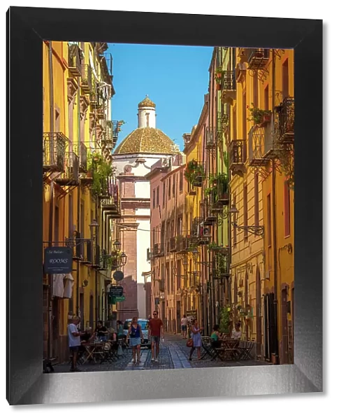 Europe, Italy, Sardinia. Bosa, a beautiful street scenery