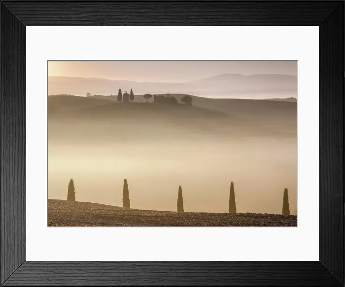 Framed Print : Italy, Tuscany, Crete landscape, Vitaleta chapel, near Pienza town Framed Print : Italy, Tuscany, Crete landscape, Vitaleta chapel, near Pienza town