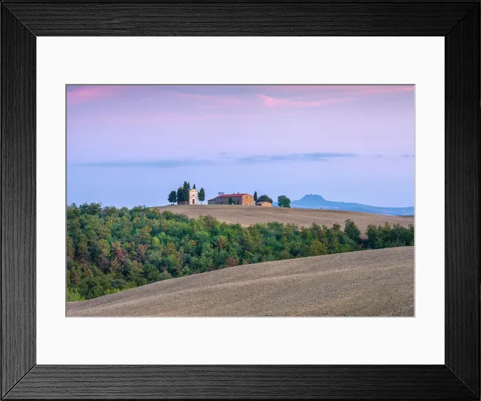 Framed Print : Italy, Tuscany, Crete landscape, Vitaleta chapel, near Pienza town Framed Print : Italy, Tuscany, Crete landscape, Vitaleta chapel, near Pienza town