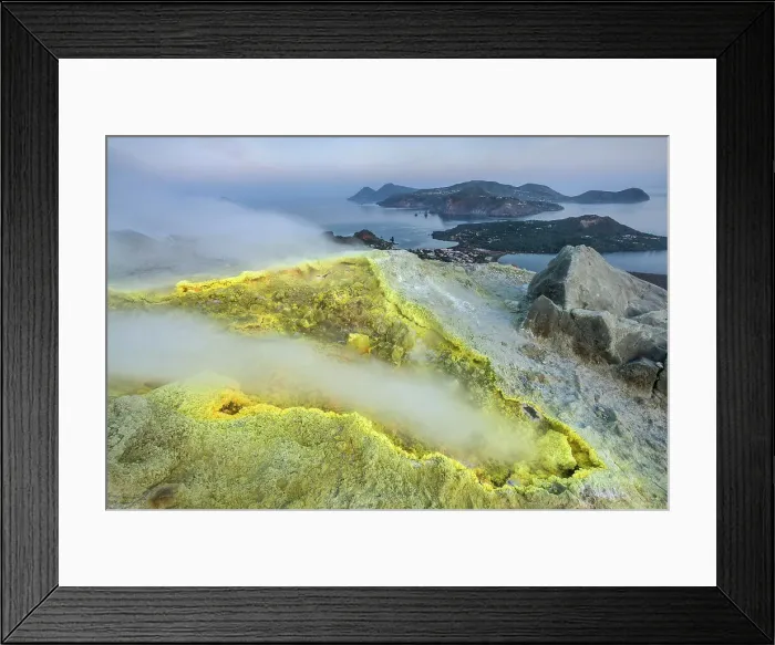 Framed Print : Italy, Aeolian Islands, Mediterranean Sea, Vulcano volcano, fumarole