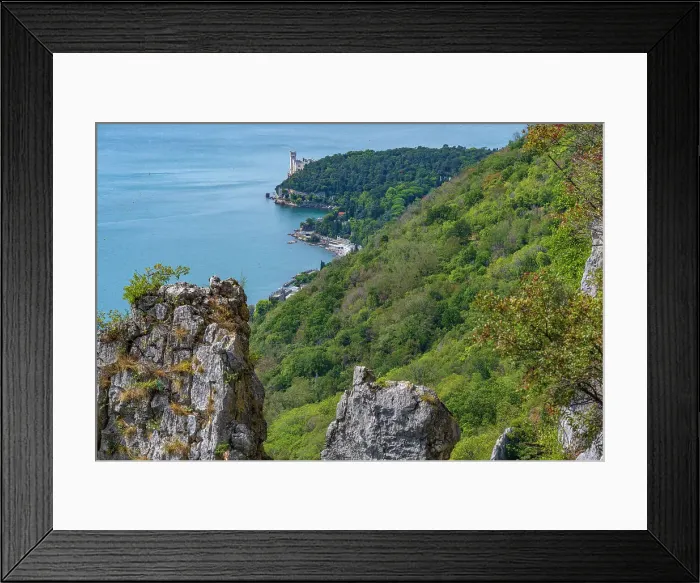 Framed Print : europe, Italy, Friuli Venezia Giulia. View from the hiking path downwards to the castle of Miramare near to Triest Framed Print : europe, Italy, Friuli Venezia Giulia. View from the hiking path downwards to the castle of Miramare near to Triest