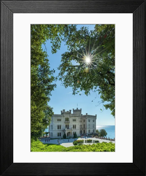 Framed Print : europe, Italy, Friuli Venezia Giulia. The castle of Miramare in the Gulf of Trieste