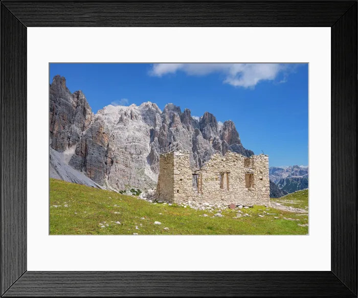 Framed Print : Ruin of Rifugio Popena, Monte Cristallo, UNESCO World Heritage, Belluno, Veneto, Dolomites, Italy Framed Print : Ruin of Rifugio Popena, Monte Cristallo, UNESCO World Heritage, Belluno, Veneto, Dolomites, Italy