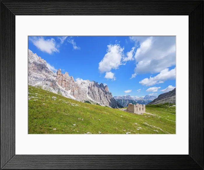 Framed Print : Ruin of Rifugio Popena, Monte Cristallo, UNESCO World Heritage, Belluno, Veneto, Dolomites, Italy Framed Print : Ruin of Rifugio Popena, Monte Cristallo, UNESCO World Heritage, Belluno, Veneto, Dolomites, Italy