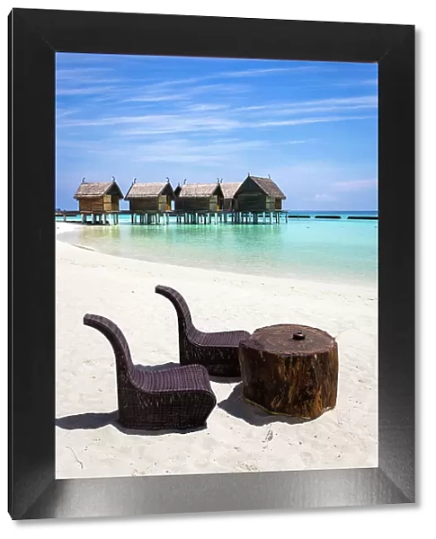 Maldives, Ari Atoll, Constance Moofushi Maldives, Chairs on the beach