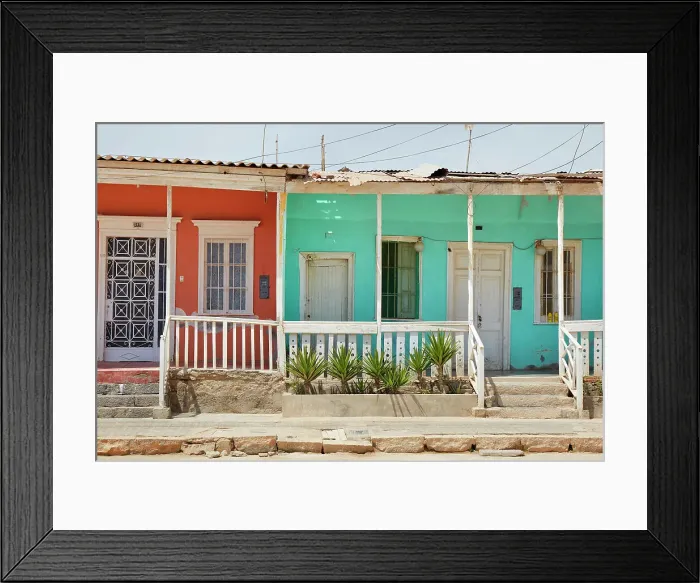 Framed Print : Colorful houses in Puerto Eten, Chiclayo, Lambayeque, Peru Framed Print : Colorful houses in Puerto Eten, Chiclayo, Lambayeque, Peru