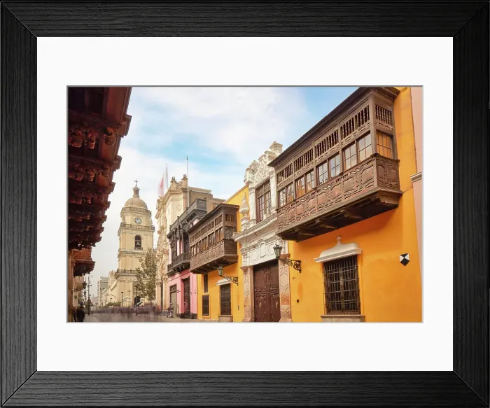 Framed Print : Colonial architecture in a street of the historic centre of Lima, Peru. Lima is also known as the City of Kings'and was declared UNESCO World Heritage site in 1988 Framed Print : Colonial architecture in a street of the historic centre of Lima, Peru. Lima is also known as the City of Kings'and was declared UNESCO World Heritage site in 1988