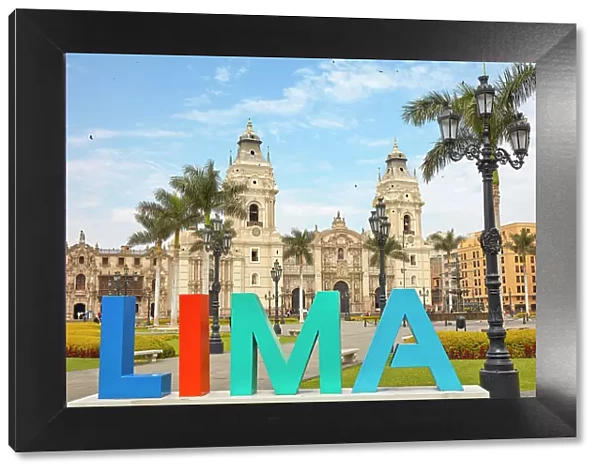 The Lima Metropolitan Catedral, Plaza de Armas, Lima, Peru. Lima is also known as the 'City of the Kings'and was declared UNESCO World Heritage site in 1988