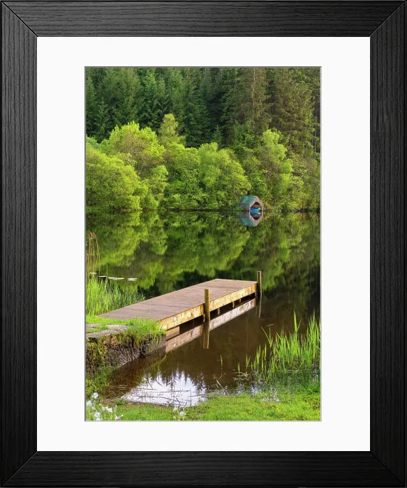 Framed Print : Pier on shore of Loch Ard, Aberfoyle, Stirling, Perthshire, Scotland, UK Framed Print : Pier on shore of Loch Ard, Aberfoyle, Stirling, Perthshire, Scotland, UK