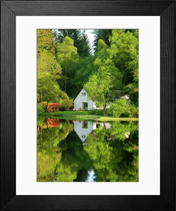 Framed Print : House amongst trees with reflections, Loch Ard, Aberfoyle, Stirling, Perthshire, Scotland, UK Framed Print : House amongst trees with reflections, Loch Ard, Aberfoyle, Stirling, Perthshire, Scotland, UK