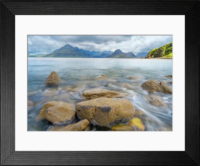 Framed Print : Seascape with view of Black Cuillin Mountains, Elgol, Isle of Skye, Scottish Highlands, Scotland, UK Framed Print : Seascape with view of Black Cuillin Mountains, Elgol, Isle of Skye, Scottish Highlands, Scotland, UK