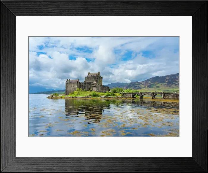 Framed Print : Eilean Donan Castle by Loch Duich against sky, Dornie, Kyle of Lochalsh, The Highlands, Scotland, United Kingdom Framed Print : Eilean Donan Castle by Loch Duich against sky, Dornie, Kyle of Lochalsh, The Highlands, Scotland, United Kingdom