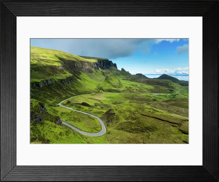 Framed Print : Elevated view of road on Quiraing, Isle of Skye, Highland Region, Scotland, United Kingdom Framed Print : Elevated view of road on Quiraing, Isle of Skye, Highland Region, Scotland, United Kingdom
