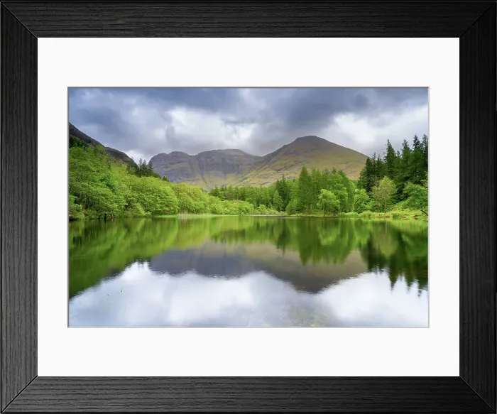 Framed Print : Reflection of trees and mountains on Torren Lochan, Glencoe, Scottish Highlands, Scotland, UK Framed Print : Reflection of trees and mountains on Torren Lochan, Glencoe, Scottish Highlands, Scotland, UK
