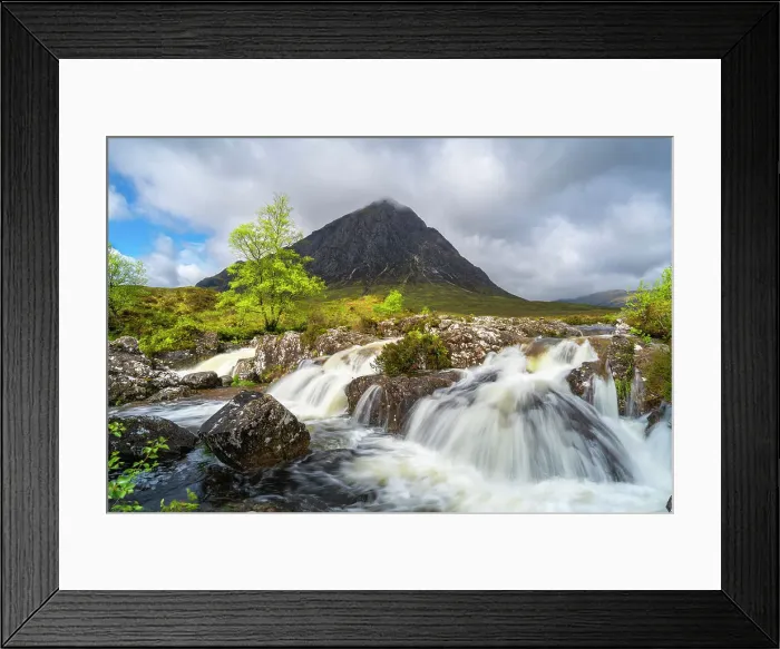 Framed Print : River Coupall flowing through rocks against Buchaille Etive Mor mountain in Glen Coe, Highland Region, Scotland, United Kingdom Framed Print : River Coupall flowing through rocks against Buchaille Etive Mor mountain in Glen Coe, Highland Region, Scotland, United Kingdom