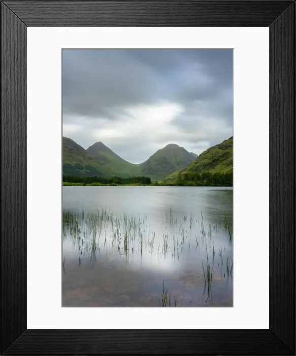 Framed Print : Lochan Urr against mountains, Glencoe, Scottish Highlands, Scotland, UK