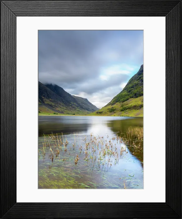 Framed Print : Loch Achtriochtan in valley against cloudy sky, Glencoe, Scottish Highlands, Scotland, UK Framed Print : Loch Achtriochtan in valley against cloudy sky, Glencoe, Scottish Highlands, Scotland, UK