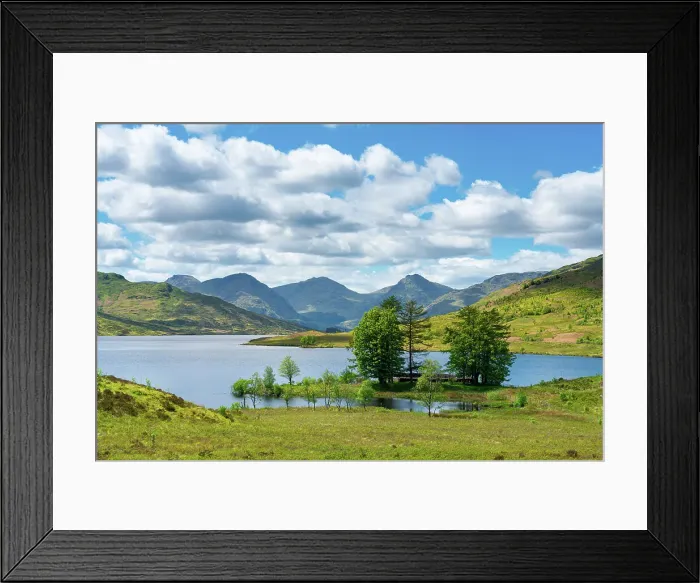 Framed Print : Trees on shore of Loch Arklet with mountains in background, Loch Lomond and The Trossachs National Park, Trossachs, Stirling, Scotland, UK Framed Print : Trees on shore of Loch Arklet with mountains in background, Loch Lomond and The Trossachs National Park, Trossachs, Stirling, Scotland, UK