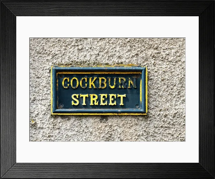 Framed Print : Cockburn Street sign on wall, UNESCO, Old Town, Edinburgh, Lothian, Scotland, UK Framed Print : Cockburn Street sign on wall, UNESCO, Old Town, Edinburgh, Lothian, Scotland, UK