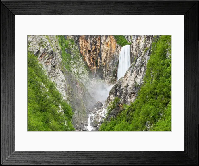 Framed Print : Slovenia, Goriska Region, Bovec. Slap Boka, seen here after heavy Spring rains, is considered by many to be the mightiest waterfall in Slovenia Framed Print : Slovenia, Goriska Region, Bovec. Slap Boka, seen here after heavy Spring rains, is considered by many to be the mightiest waterfall in Slovenia