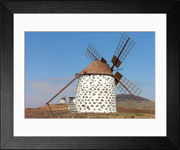 Framed Print : Spain, Canary Islands, Fuerteventura, Molinos de Villaverde, windmill