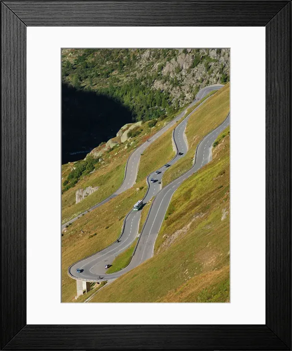 Framed Print : Furka Pass road, Uri Alps, Valais, Switzerland Framed Print : Furka Pass road, Uri Alps, Valais, Switzerland
