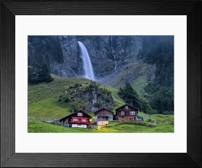 Framed Print : Switzerland, Canton of Uri, Klausen pass, Staubi waterfall Framed Print : Switzerland, Canton of Uri, Klausen pass, Staubi waterfall