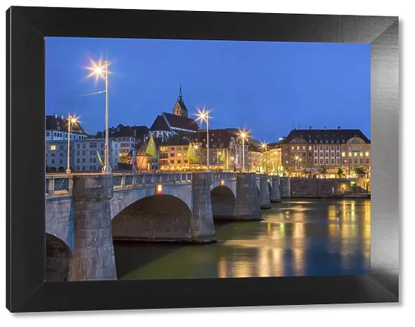 Switzerland, Basel City, old town, Rhine river, Rhine bridge