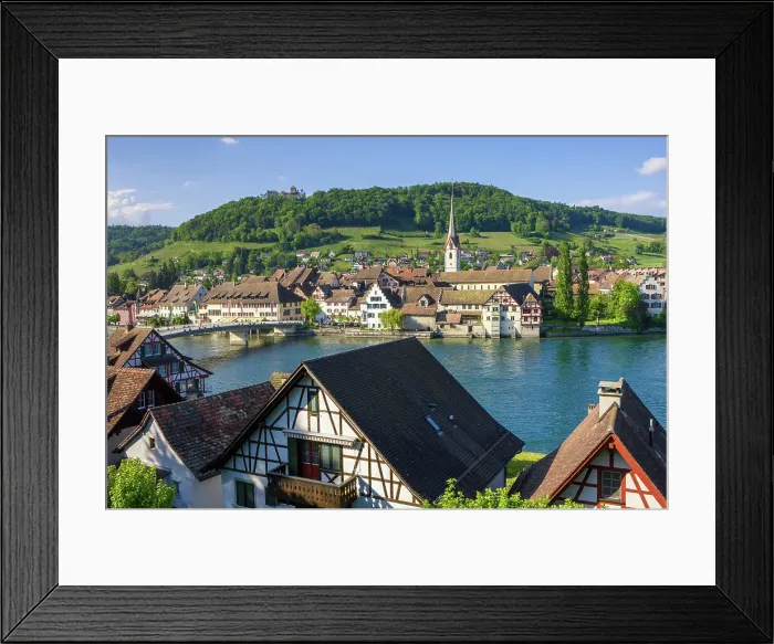 Framed Print : Switzerland, Schaffhausen, Stein am Rhein, medieval town, Rhine river