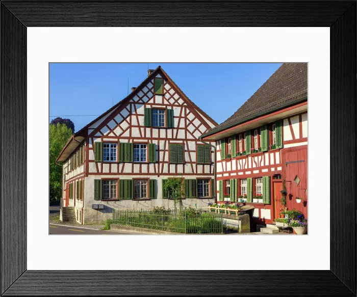 Framed Print : Switzerland, Canton Zurich, village, half-tinbered-house Framed Print : Switzerland, Canton Zurich, village, half-tinbered-house