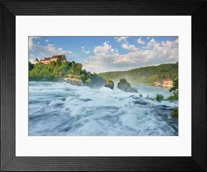 Framed Print : Switzerland, Schaffhausen, Rhine river, waterfall, Laufen castle