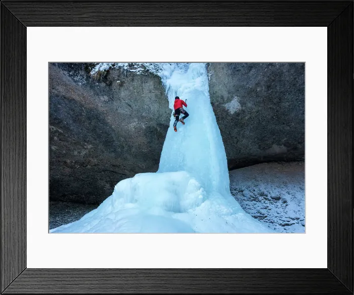 Framed Print : Switzerland, Canton Zurich, Tosstal, frozen waterfall, ice climbing Framed Print : Switzerland, Canton Zurich, Tosstal, frozen waterfall, ice climbing