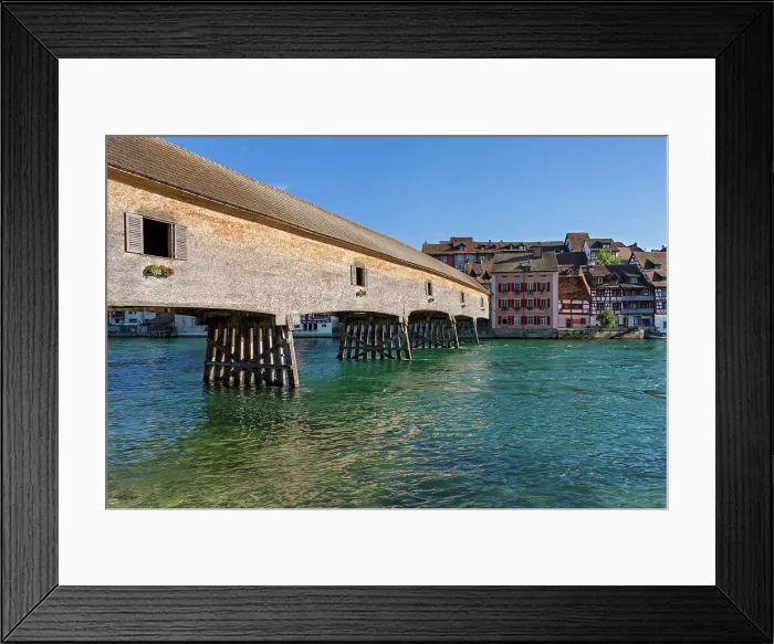Framed Print : Switzerland, Canton of Thurgau, Diessenhofen, old town, wood bridge, Rhine river Framed Print : Switzerland, Canton of Thurgau, Diessenhofen, old town, wood bridge, Rhine river