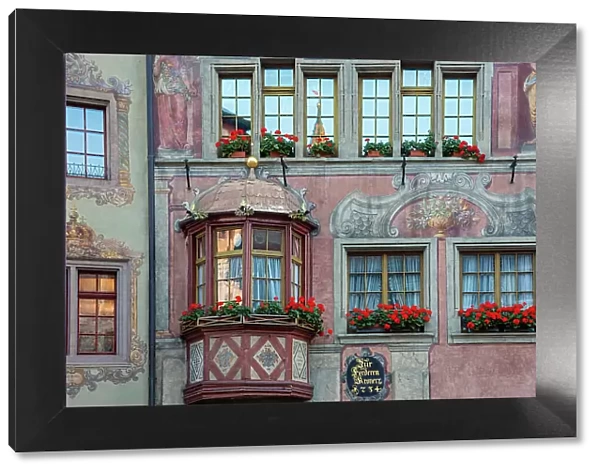Switzerland, Canton of Schaffhausen, medieval town, painted house facades