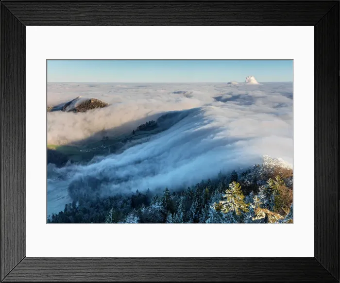 Framed Print : Switzerland, Canton of Basel Country, fog wave, near Eptingen village Framed Print : Switzerland, Canton of Basel Country, fog wave, near Eptingen village