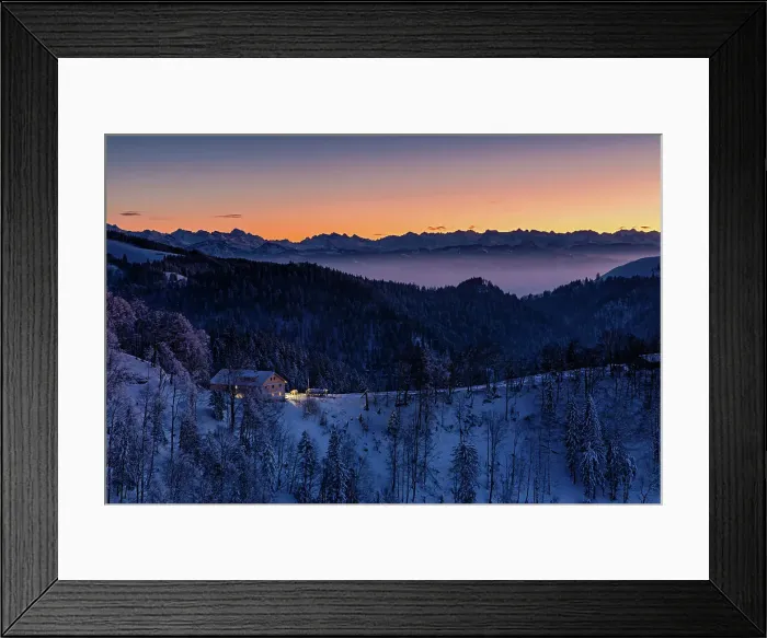 Framed Print : Switzerland, Canton Zurich, Tosstal, viewpoint, after sunset Framed Print : Switzerland, Canton Zurich, Tosstal, viewpoint, after sunset