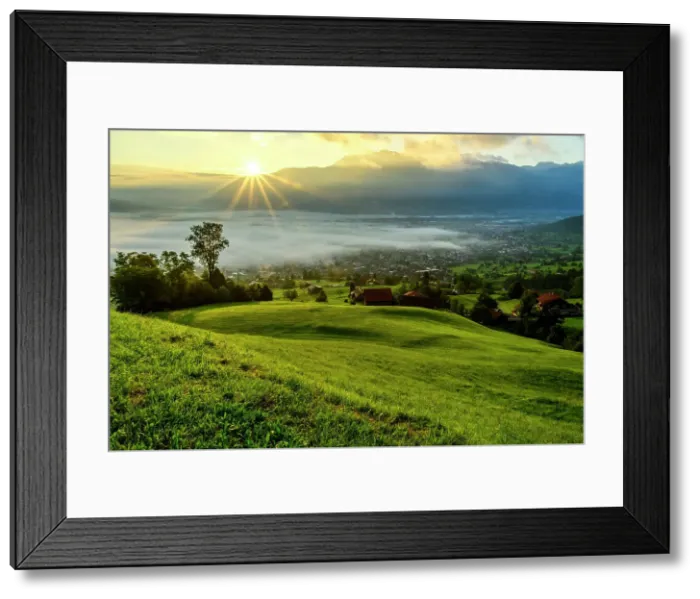 Framed Print : Switzerland, St. Gallen, Voralp, view to RhineValley and Lichtenstein Framed Print : Switzerland, St. Gallen, Voralp, view to RhineValley and Lichtenstein