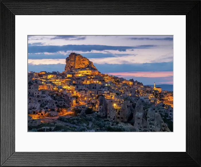 Framed Print : Uchisar illuminated after sunset, Cappadocia, Nevsehir Province, Central Anatolia, Turkey Framed Print : Uchisar illuminated after sunset, Cappadocia, Nevsehir Province, Central Anatolia, Turkey