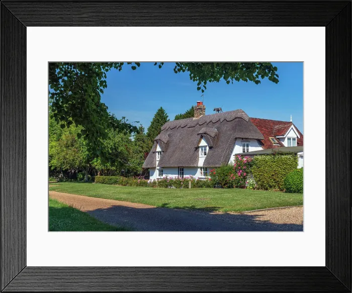 Framed Print : UK, England, Cambridgeshire, Barrington, Traditional thatched cottage
