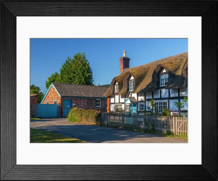 Framed Print : UK, England, Shropshire, Brampton Bryan, Thatched Cottage