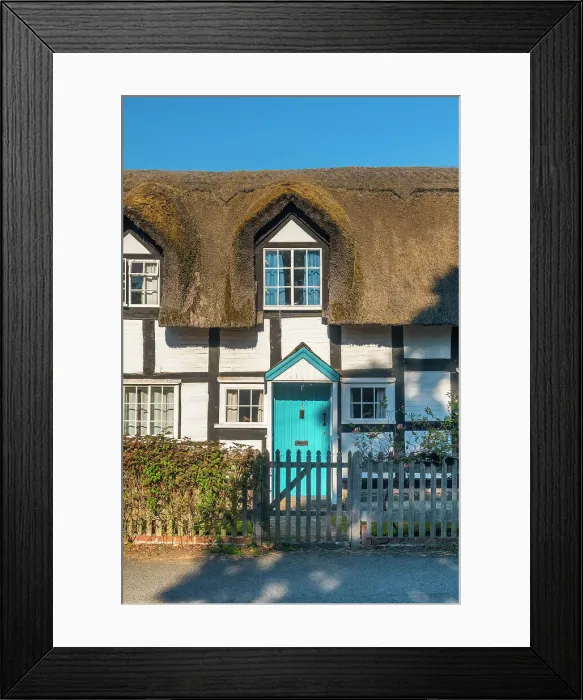 Framed Print : UK, England, Shropshire, Brampton Bryan, Thatched Cottage Framed Print : UK, England, Shropshire, Brampton Bryan, Thatched Cottage
