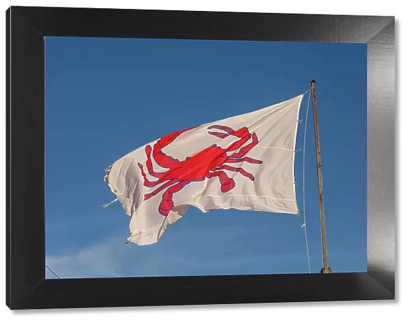 Flag with red crab flying at reasaurant in Wildwood, New Jersey
