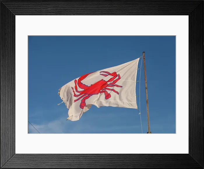 Framed Print : Flag with red crab flying at reasaurant in Wildwood, New Jersey Framed Print : Flag with red crab flying at reasaurant in Wildwood, New Jersey